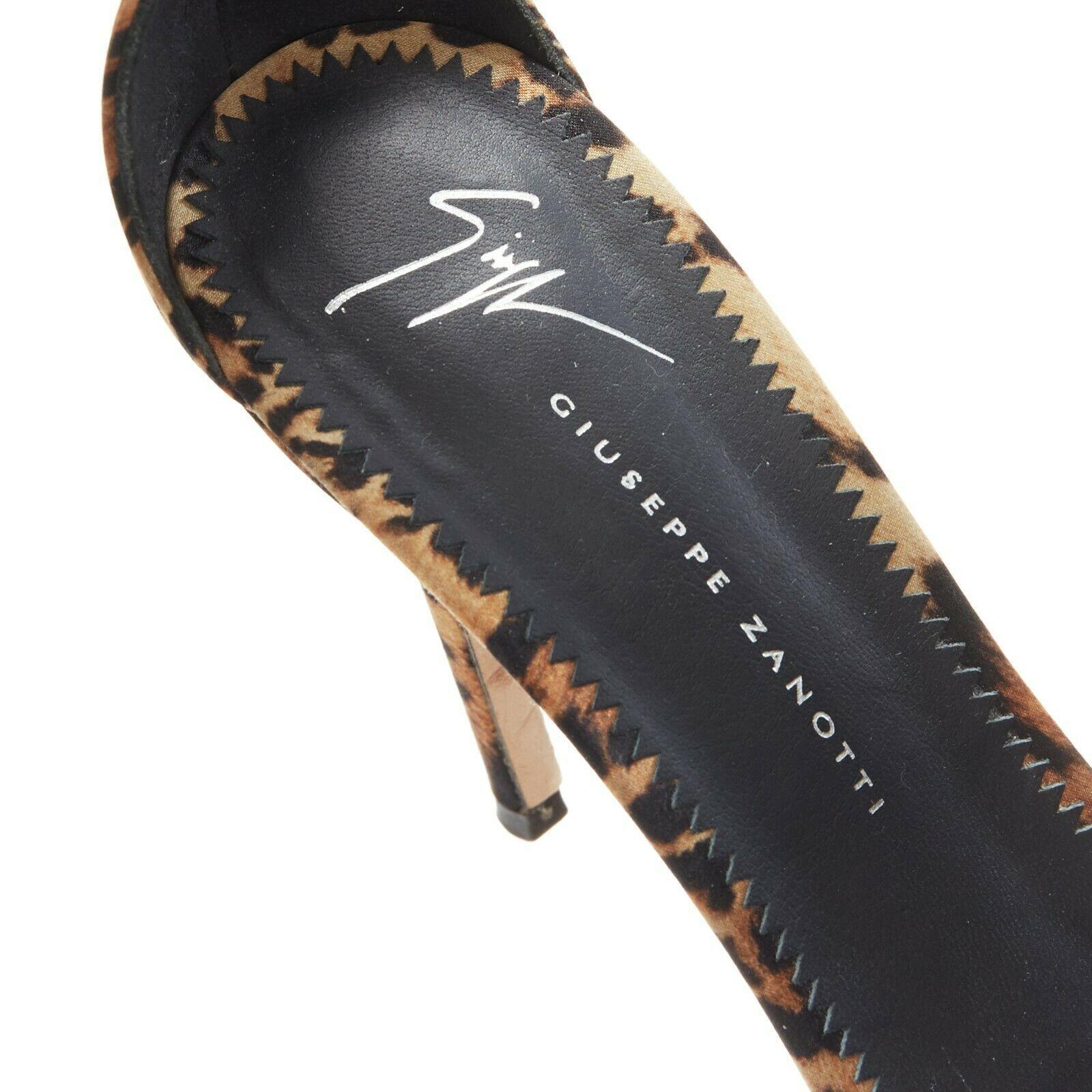 GIUSEPPE ZANOTTI Janell leopard print crystal ankle strap high heel sandal EU39 3