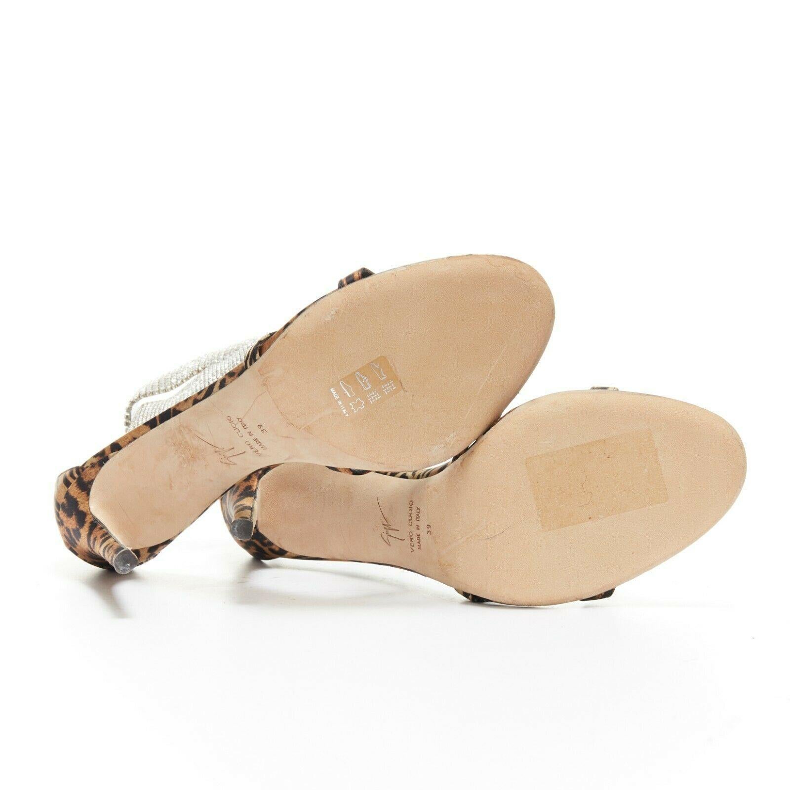 Beige GIUSEPPE ZANOTTI Janell leopard print crystal ankle strap high heel sandal EU39