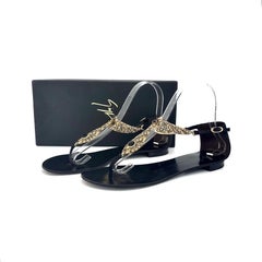 Giuseppe Zanotti „Jewel Embellished Rock 10“ Infradito-Sandalen mit T-Riemen, Größe 38,5