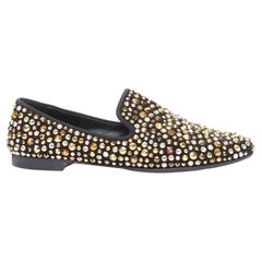GIUSEPPE ZANOTTI Kevin black suede gold silver Swarovski crystal loafers EU43
