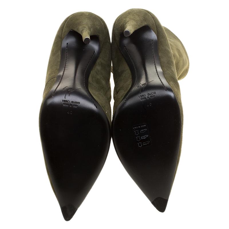 Giuseppe Zanotti Khaki Suede Ankle Boots Size 40 3