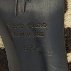 Giuseppe Zanotti Leopard Print Calfhair & Leather Peep Toe Pumps Size 37.5