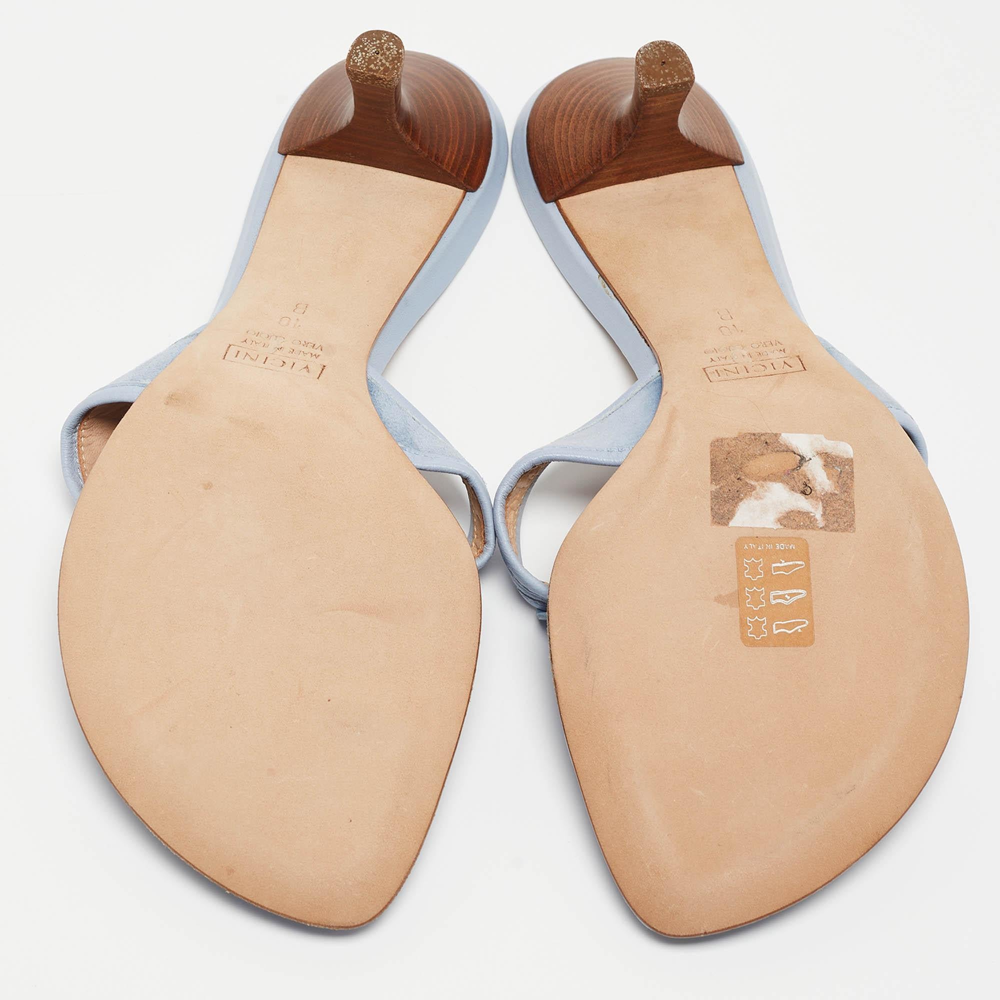 Giuseppe Zanotti Light Blue Leather Tassel Thong Side Sandals Size 40 1
