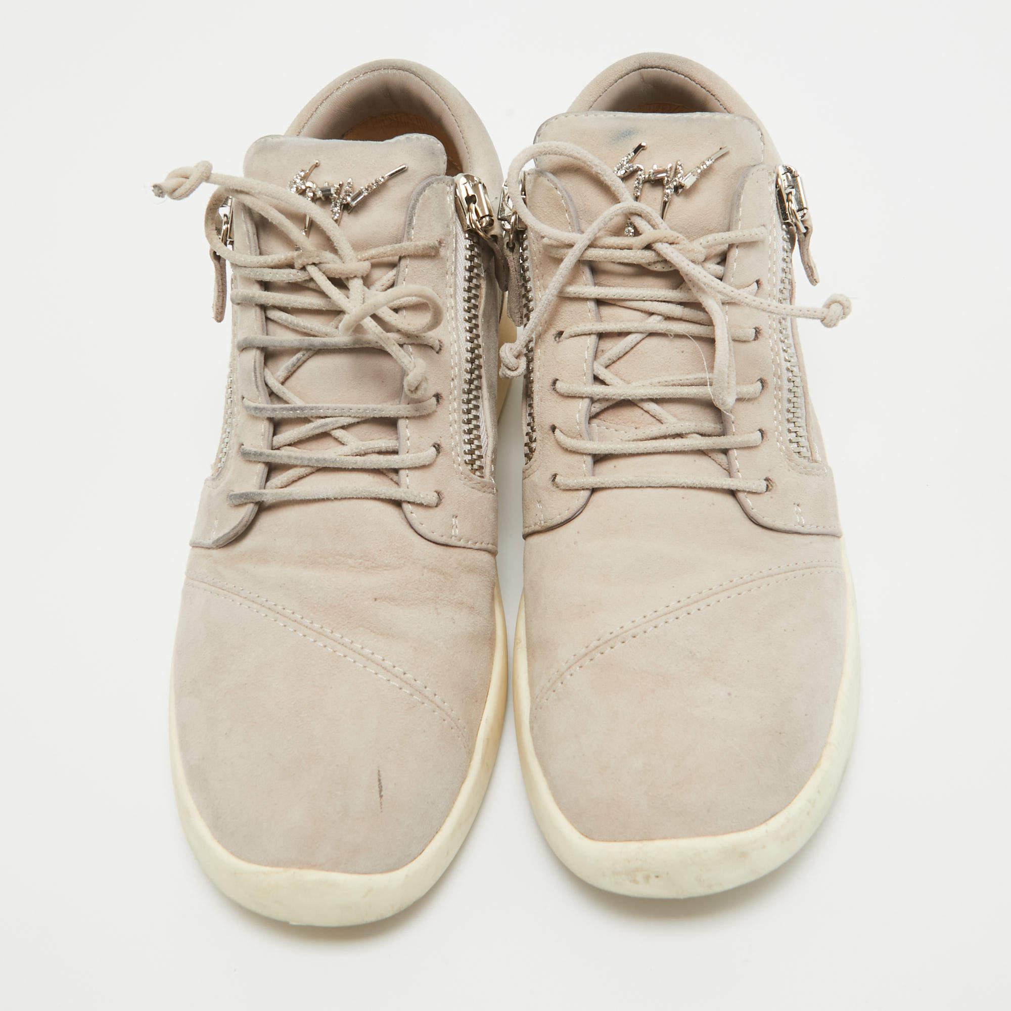 Beige Giuseppe Zanotti - Baskets mid-haut en daim lilas, taille 39,5 en vente
