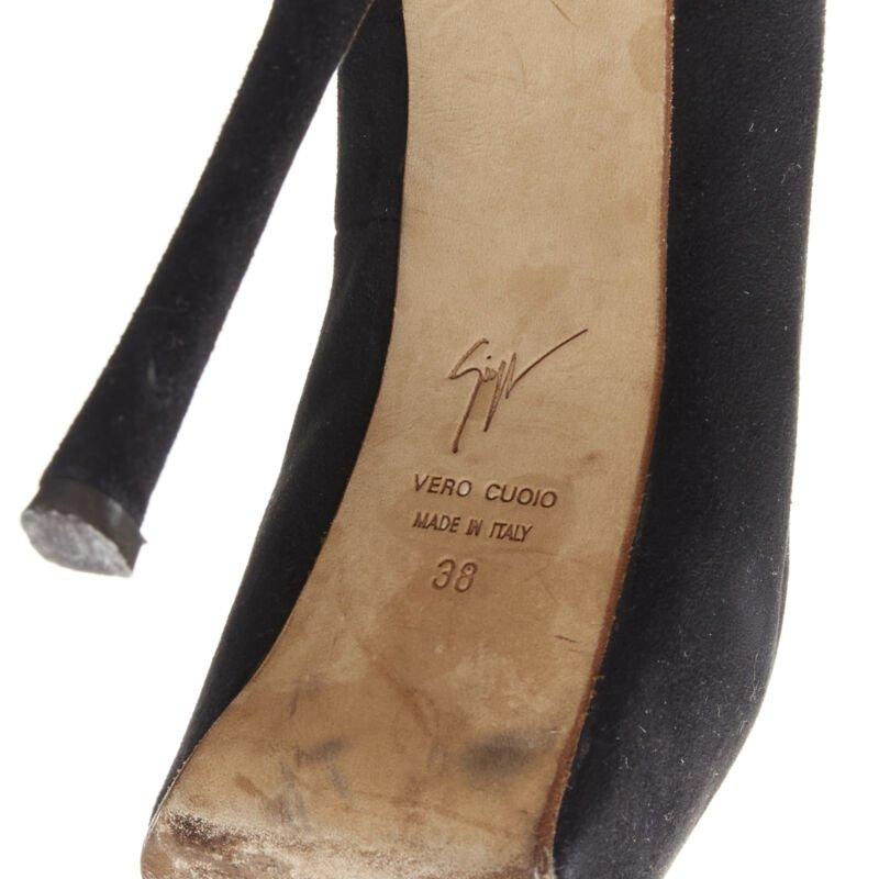 GIUSEPPE ZANOTTI Liza black suede platform high platform peep toe heel EU38 5