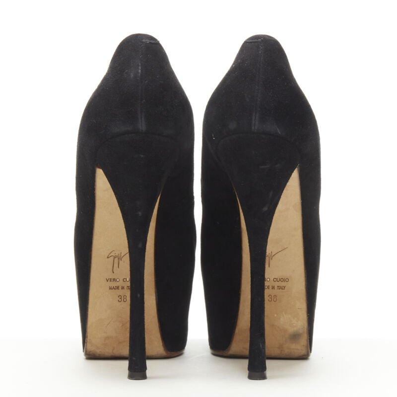 Women's GIUSEPPE ZANOTTI Liza black suede platform high platform peep toe heel EU38