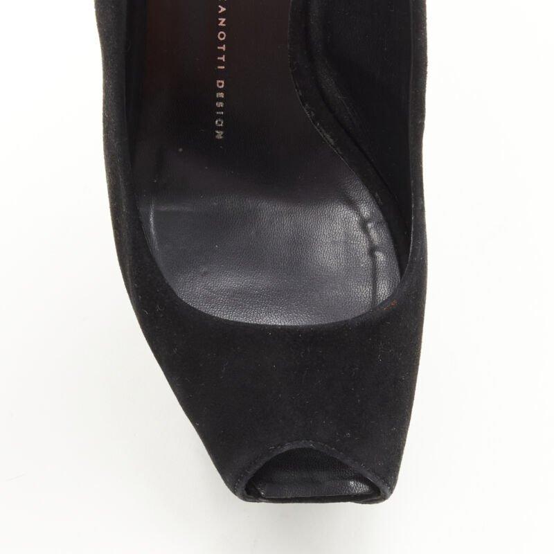 GIUSEPPE ZANOTTI Liza black suede platform high platform peep toe heel EU38 1