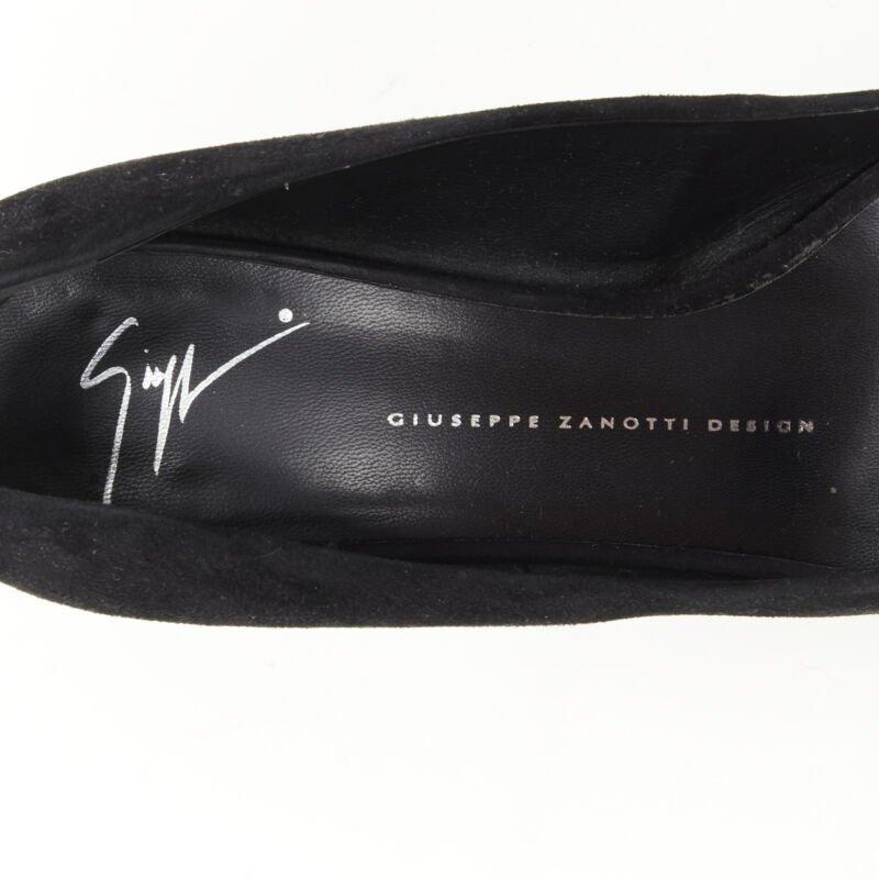 GIUSEPPE ZANOTTI Liza black suede platform high platform peep toe heel EU38 4