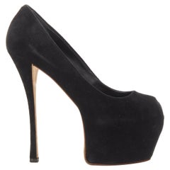 GIUSEPPE ZANOTTI Liza black suede platform high platform peep toe heel EU38