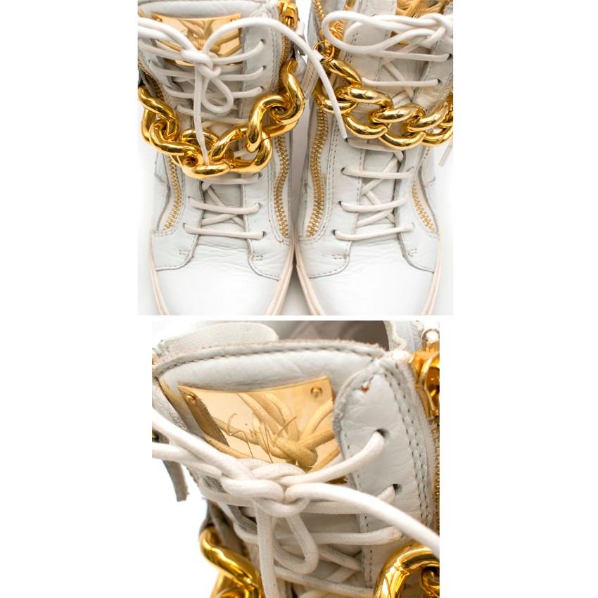Giuseppe Zanotti Lorenz white chain wedge trainers SIZE 39 In Good Condition In London, GB
