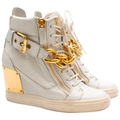 Giuseppe Zanotti Lorenz white chain wedge trainers SIZE 39