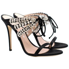 Giuseppe Zanotti Madelyn crystal-embellished satin mules  US 9.5
