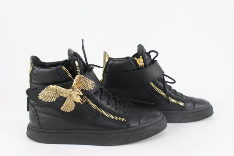 Giuseppe Zanotti Men's 40 Black Leather High Top Gold Eagle London Sneaker  4GZ88 For Sale at 1stDibs | giuseppe zanotti eagle sneakers