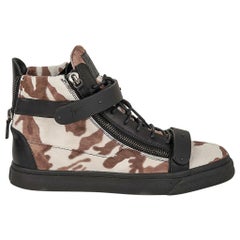 Used Giuseppe Zanotti Men's Camo Calf Hair Sneakers Black Leather 44 / 11