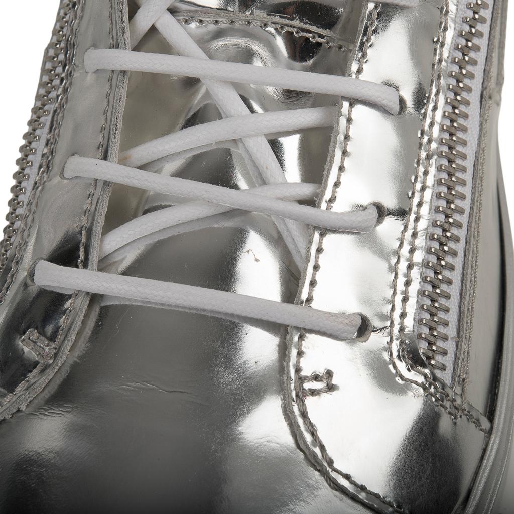 Giuseppe Zanotti Men's Silver Mirror High Top Sneaker w/ Zip Detail 43 / 10 2