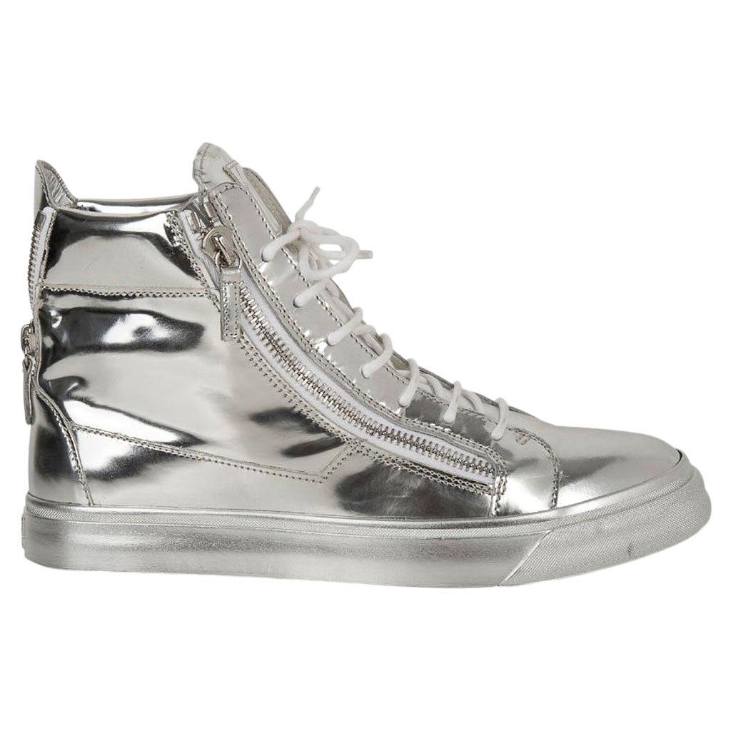 Giuseppe Zanotti Baskets montantes argentées pour homme avec fermeture éclair 43 / 10 en vente