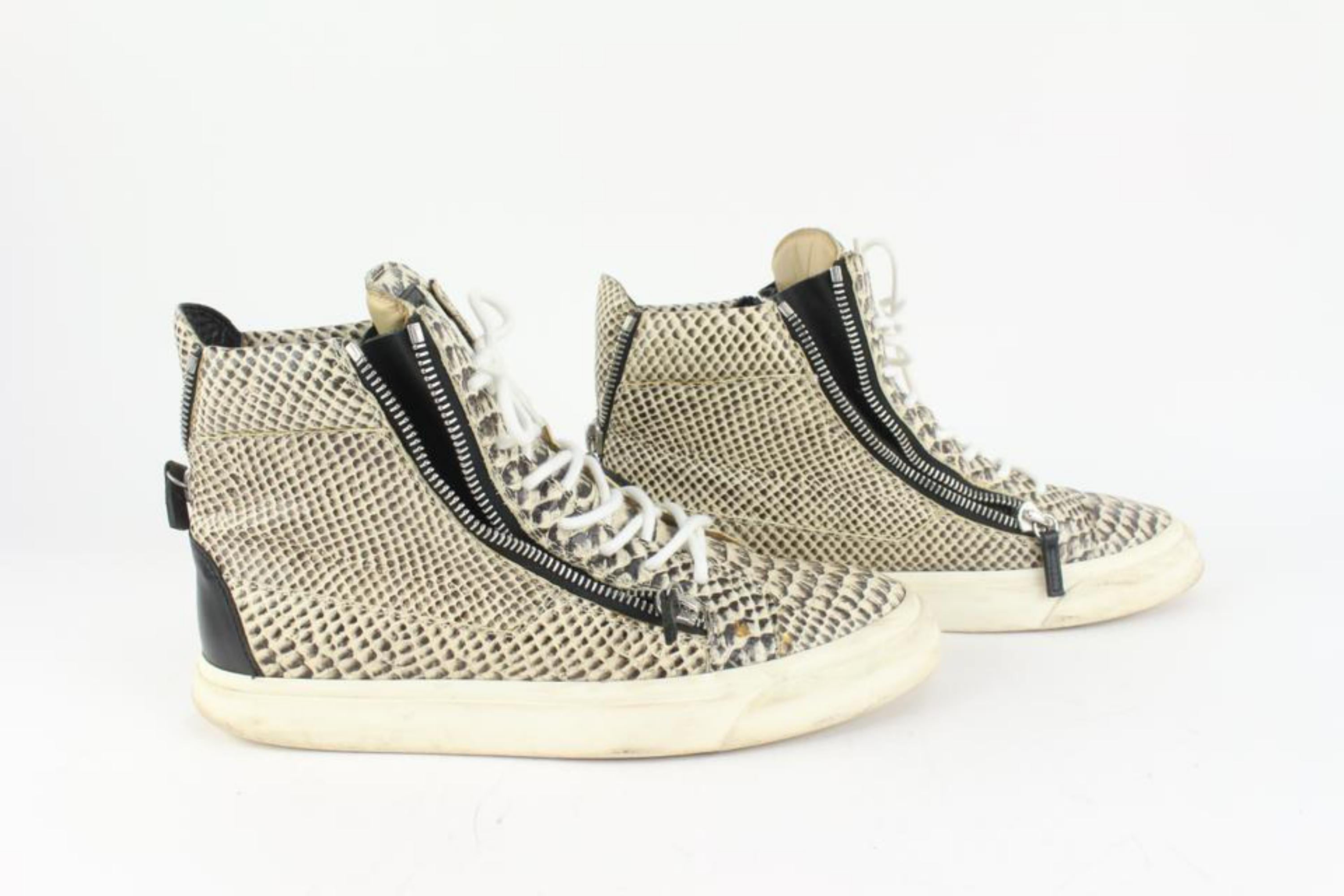 Giuseppe Zanotti Men's Size 43.5 Snake Print May London High Top Sneaker 1216gz1 In Good Condition For Sale In Dix hills, NY