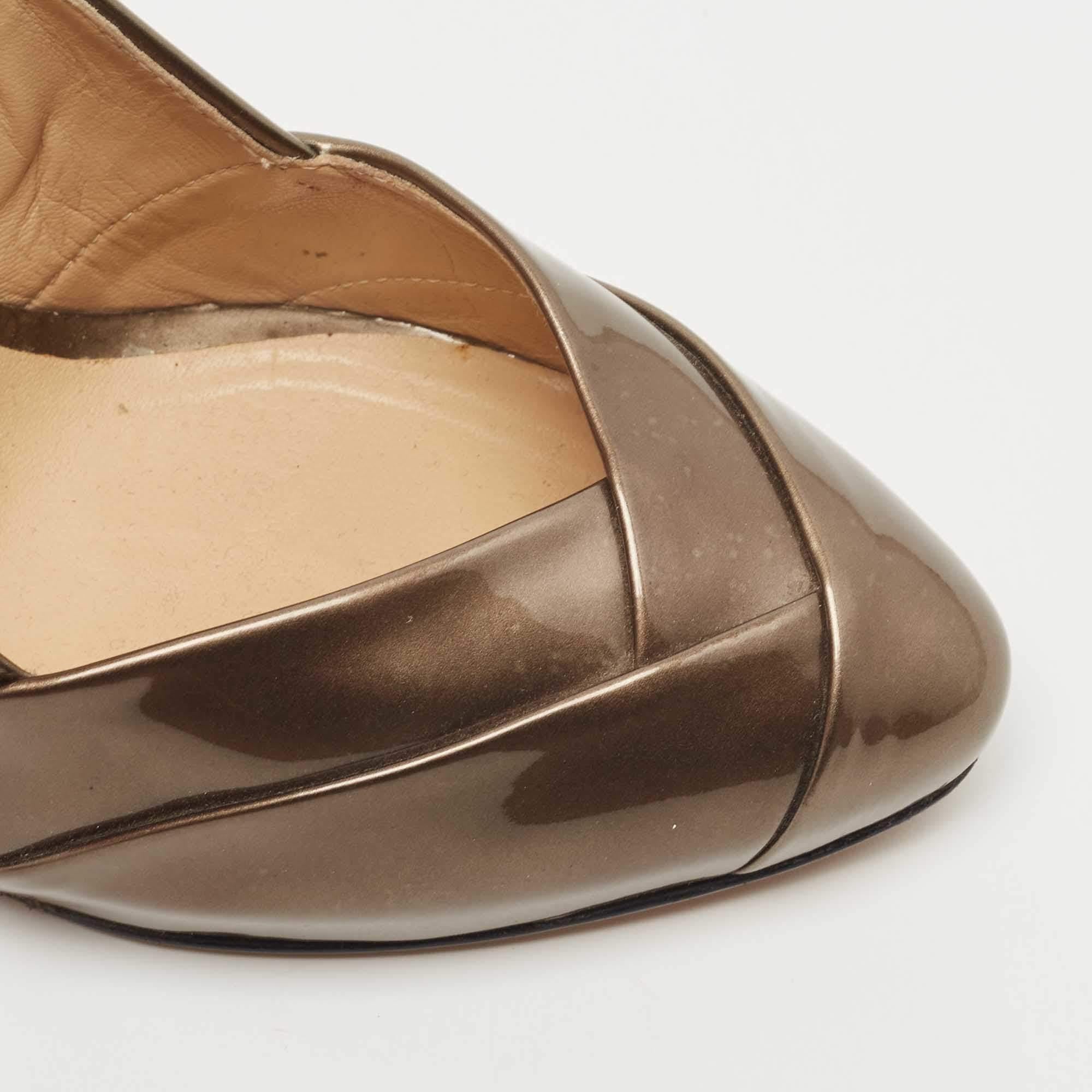 Giuseppe Zanotti Metallic Bronze Patent Leather Pumps Size 38 3