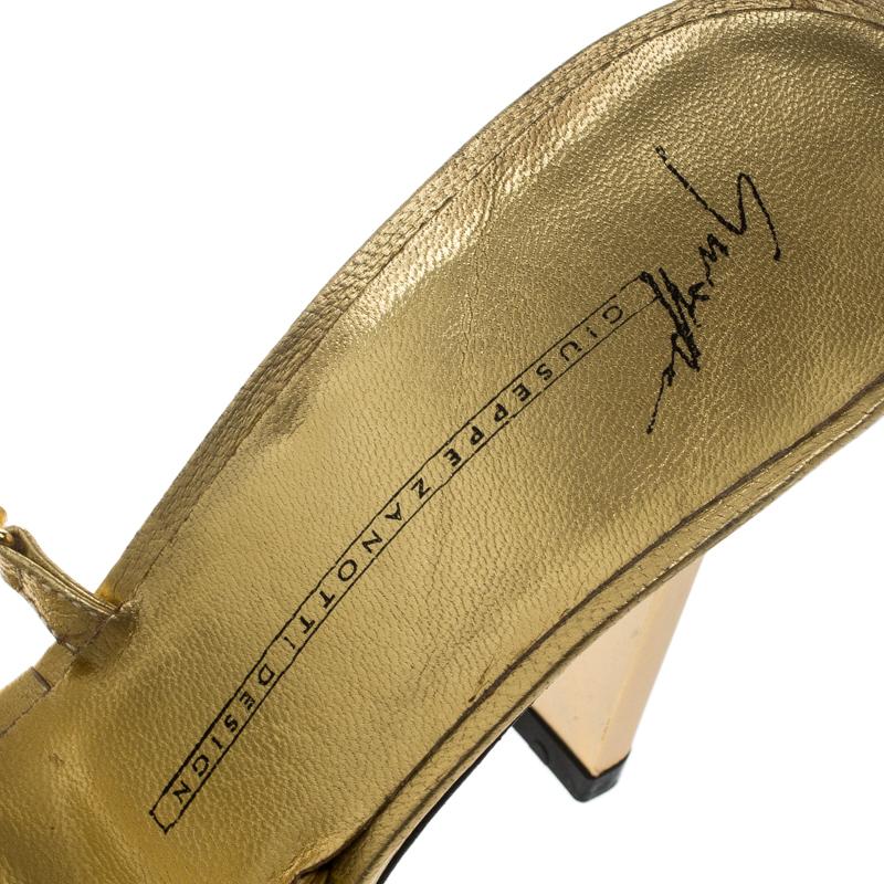 Giuseppe Zanotti Metallic Gold Flower Embellished Lola Strappy Sandals Size 37 2