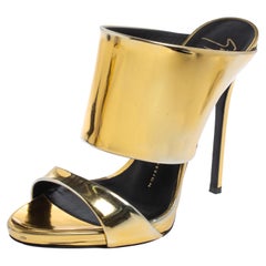 Giuseppe Zanotti Metallic Gold Leder Andrea Offene Zehensandalen Größe 37