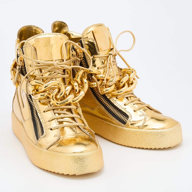 Luxury mens high tops 9 | $1050 TAGS | GIUSEPPE ZANOTTI  42 | GOLD Giuseppe Zanotti Kriss Metallic High Top Sneaker - Black  main image 3