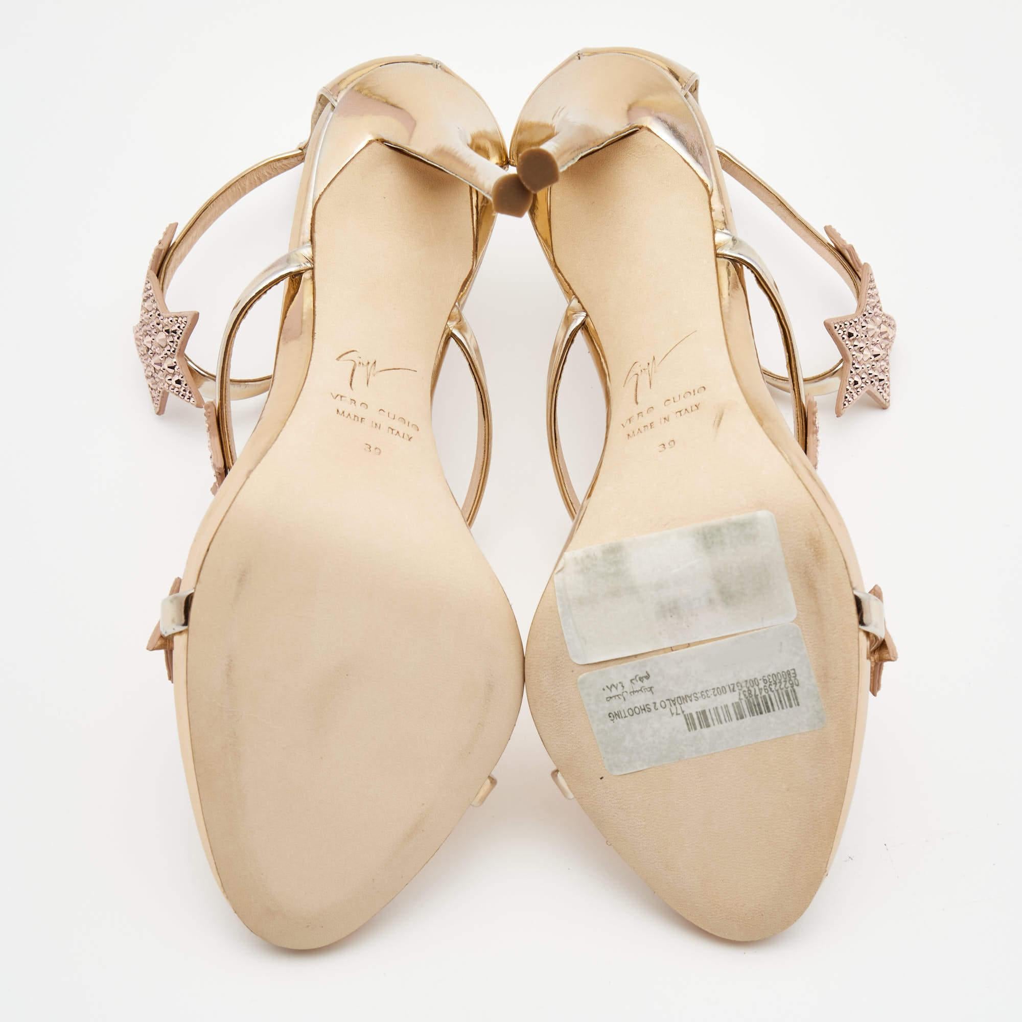 Sandales Harmony Star de Giuseppe Zanotti en cuir doré métallisé, taille 39 3