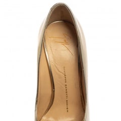 Giuseppe Zanotti Metallic Gold Leather Peep Toe Platform Pumps Size 36.5