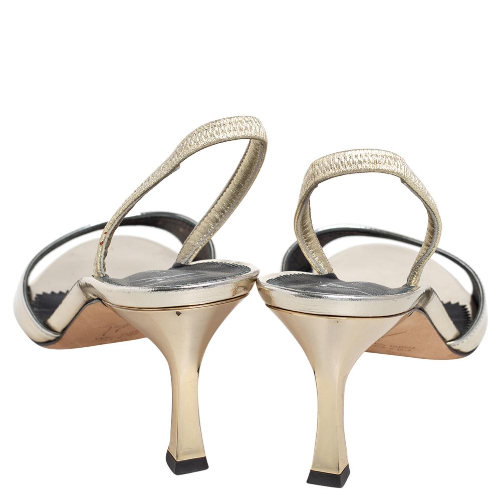 Giuseppe Zanotti Metallic Gold Leather Slingback Sandals Size 36.5 1
