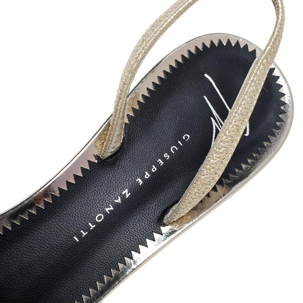 Giuseppe Zanotti Metallic Gold Leather Slingback Sandals Size 36.5 3