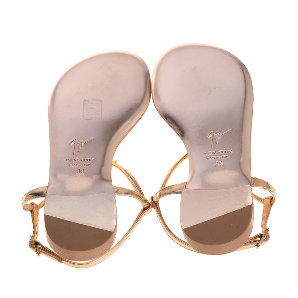 giuseppe zanotti gold flat sandals