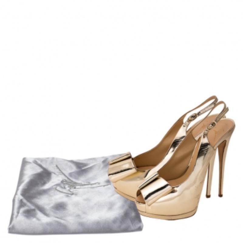 Giuseppe Zanotti Sandalias de plataforma con lazo de piel metalizada talla 40 en venta 1