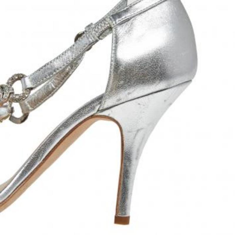 Giuseppe Zanotti in pelle metallizzata impreziosita da cristalli Sandali Open Toe Misura 37,5 in vendita 4
