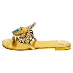 Giuseppe Zanotti Metallic-Sandalen aus Leder mit Lederverzierung