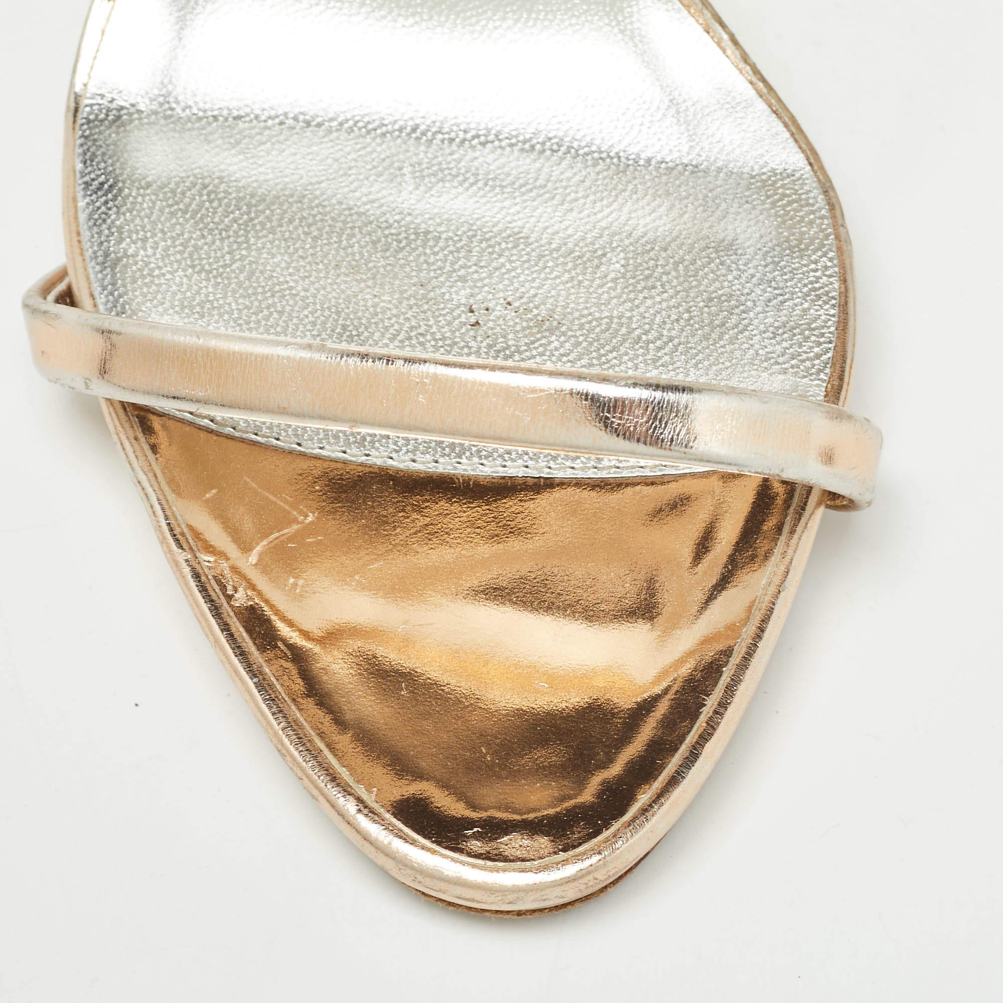 Giuseppe Zanotti Metallic Leather Harmony Sandals Size 39 For Sale 2