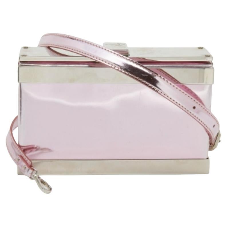 Giuseppe Zanotti Metallic Rosa Lackleder und Metallic Rosa Lackleder und Metall Box Umhängetasche