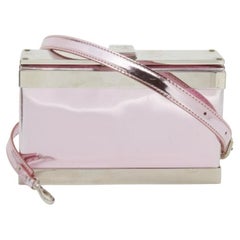Giuseppe Zanotti Metallic Rosa Lackleder und Metallic Rosa Lackleder und Metall Box Umhängetasche