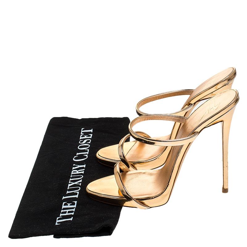 Giuseppe Zanotti Metallic Rose Gold Leather Open Toe Slides Size 38 4