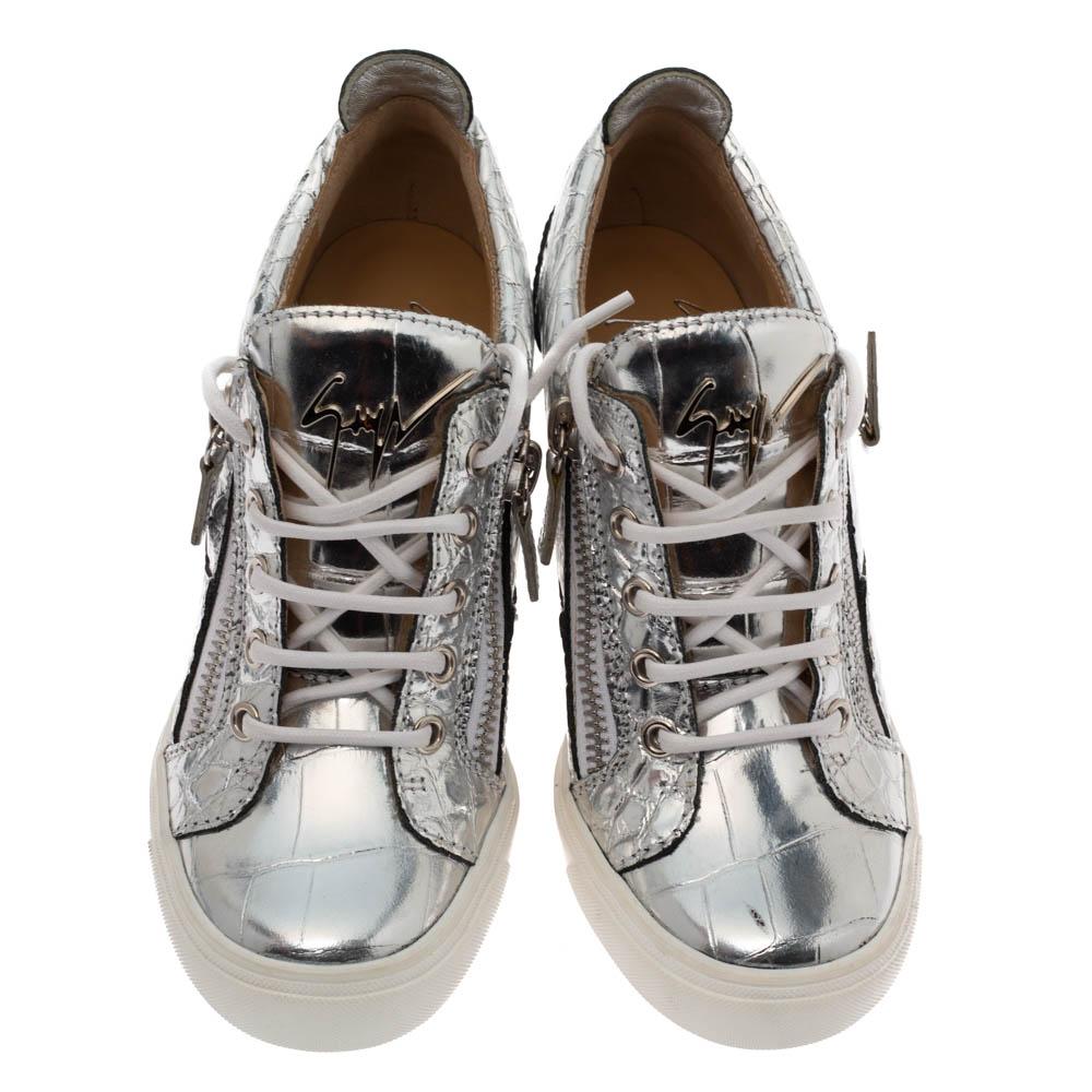 silver wedge sneakers