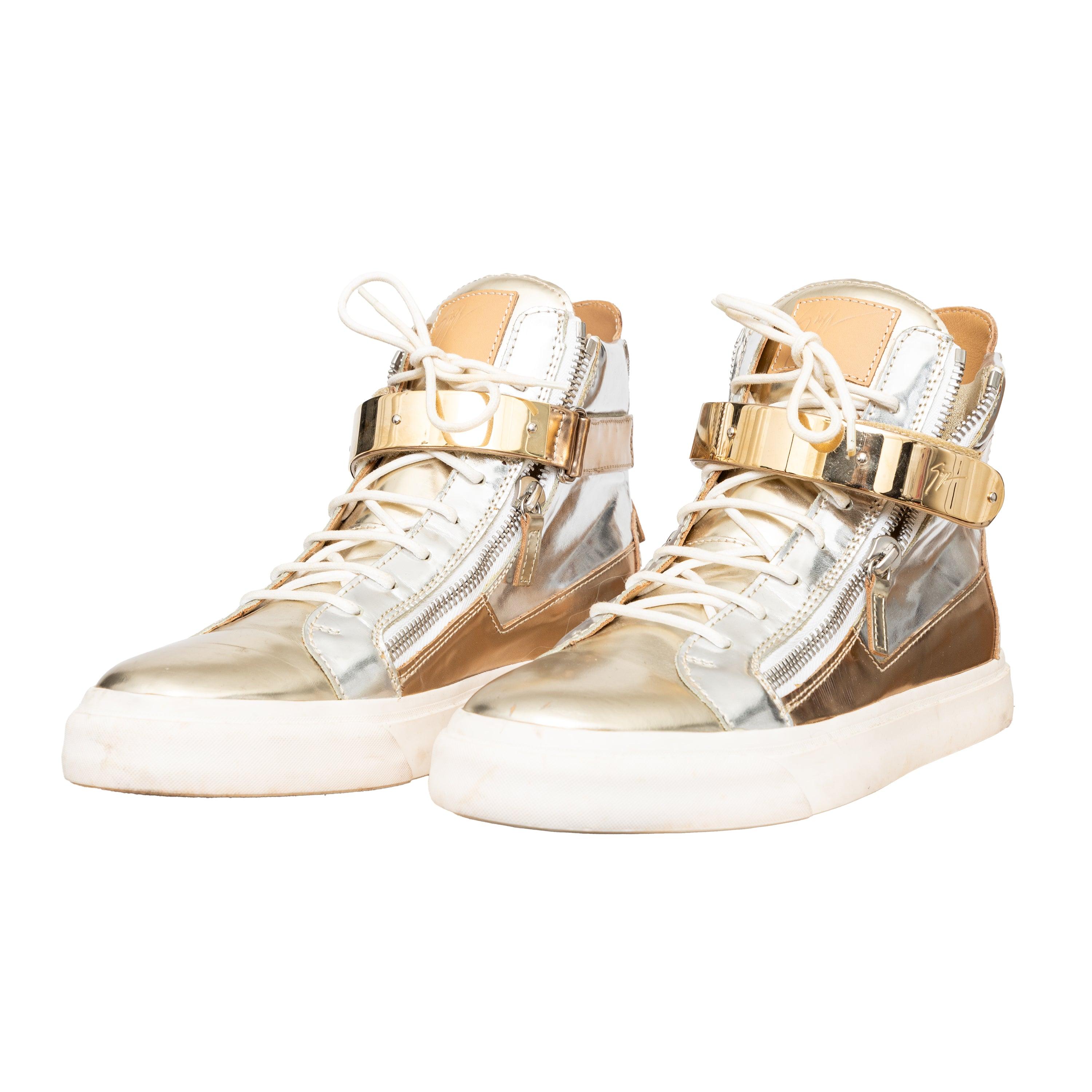 Beige Giuseppe Zanotti Metallic Sneakers - '10s For Sale