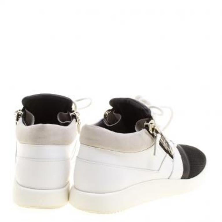 Giuseppe Zanotti Monochrome Leather and Mesh Megatron Lace Up Sneakers Size 40 Pour femmes en vente