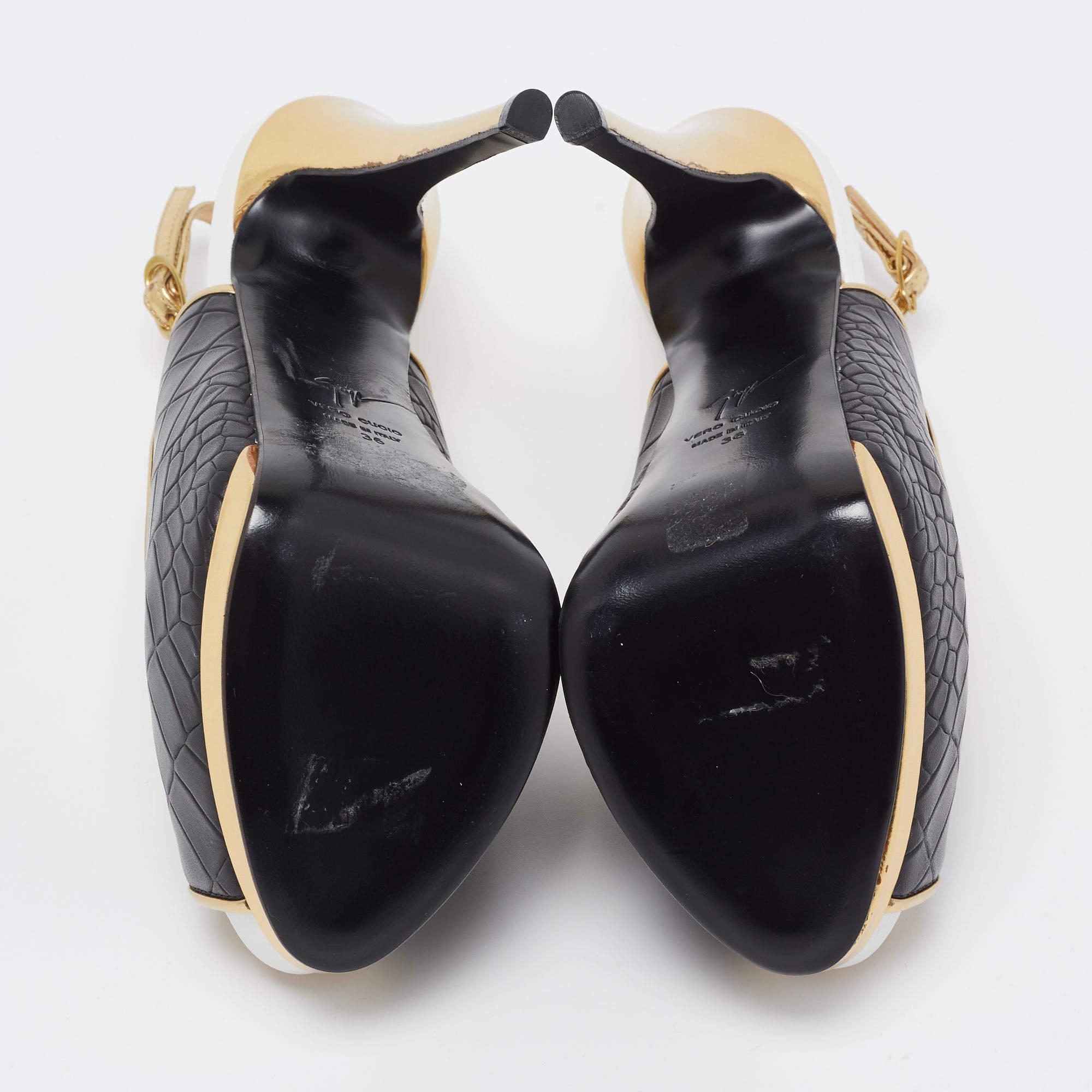 Giuseppe Zanotti Multicolor Croc Embossed Leather Peep Toe Platform Slingback Pu For Sale 1