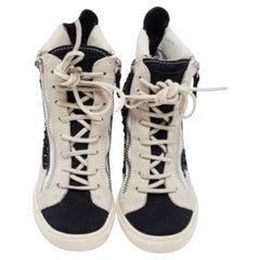 Giuseppe Zanotti Multicolor Crystal Embellished Suede Wedge Sneakers Size 36