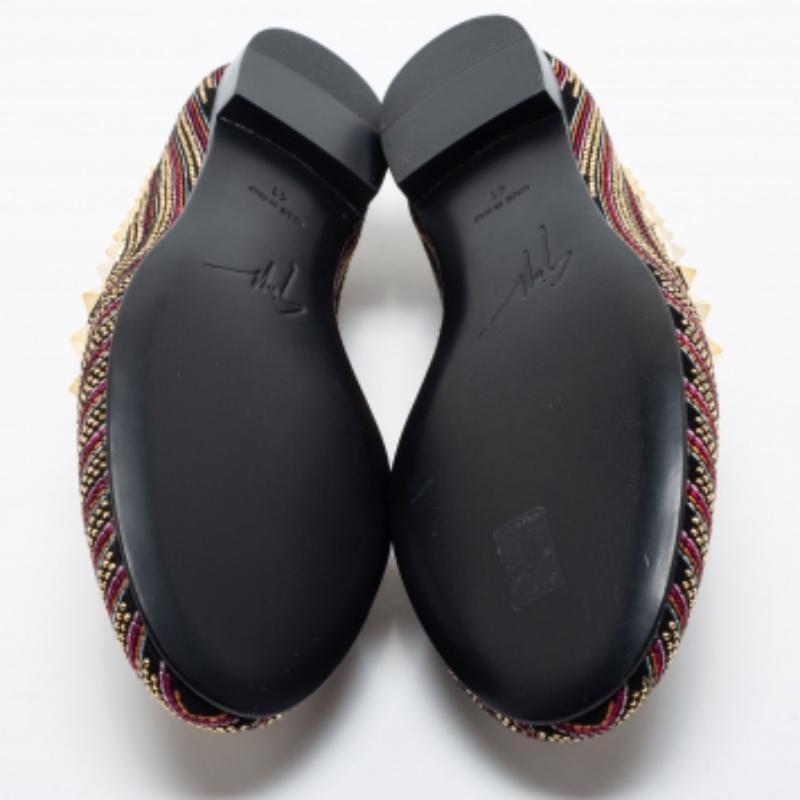 Women's Giuseppe Zanotti Multicolor Embellished Suede Smoking Slippers Size 41 For Sale