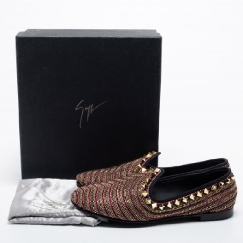 Giuseppe Zanotti Multicolor Embellished Suede Smoking Slippers Size 41 For Sale 1