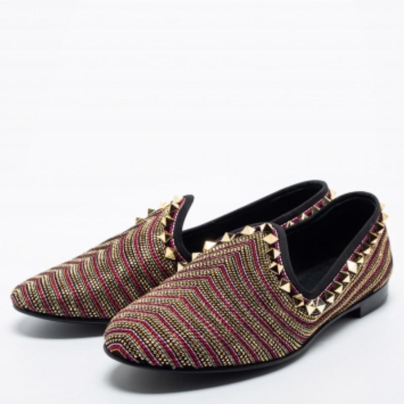 Giuseppe Zanotti Multicolor Embellished Suede Smoking Slippers Size 41 For Sale 2