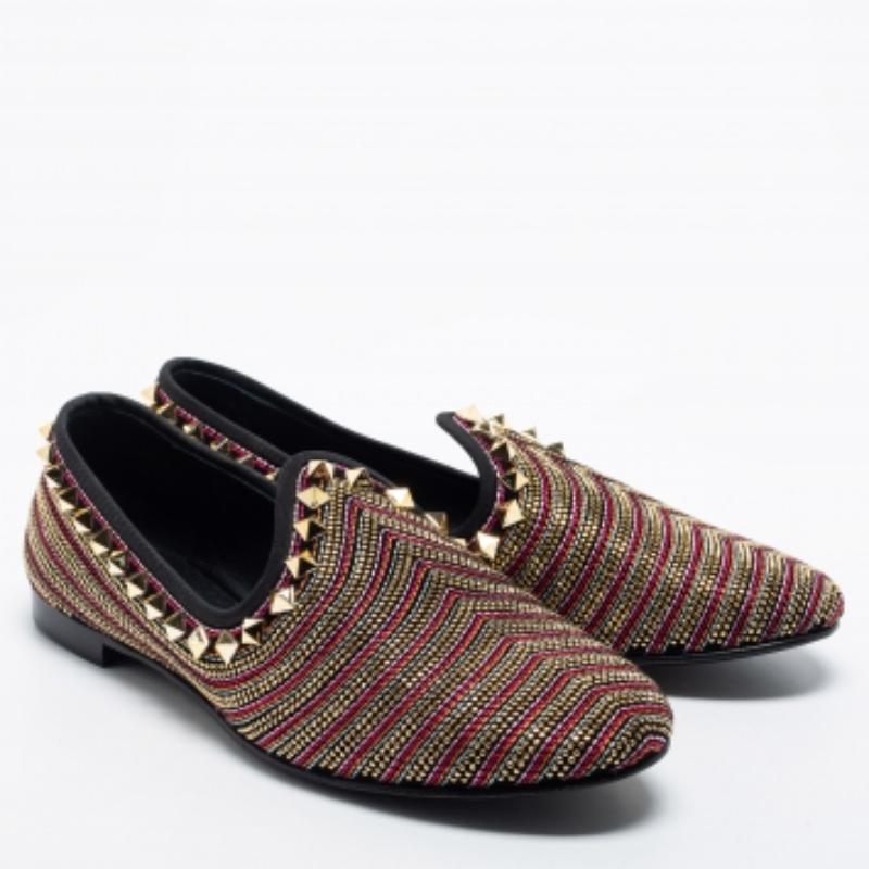 Giuseppe Zanotti Multicolor Embellished Suede Smoking Slippers Size 41 For Sale 4