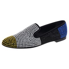 Giuseppe Zanotti Multicolor Fabric Slip on Loafers Size 39.5