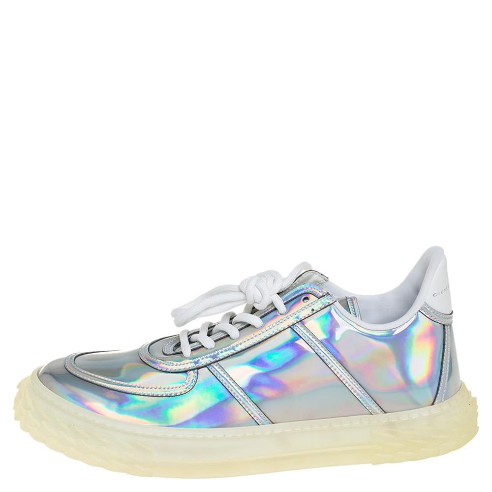 Giuseppe Zanotti Zapatilla baja Blabber de piel iridiscente multicolor Talla 39 Gris