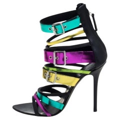 Giuseppe Zanotti Multicolor Leather Cage Sandals Size 38