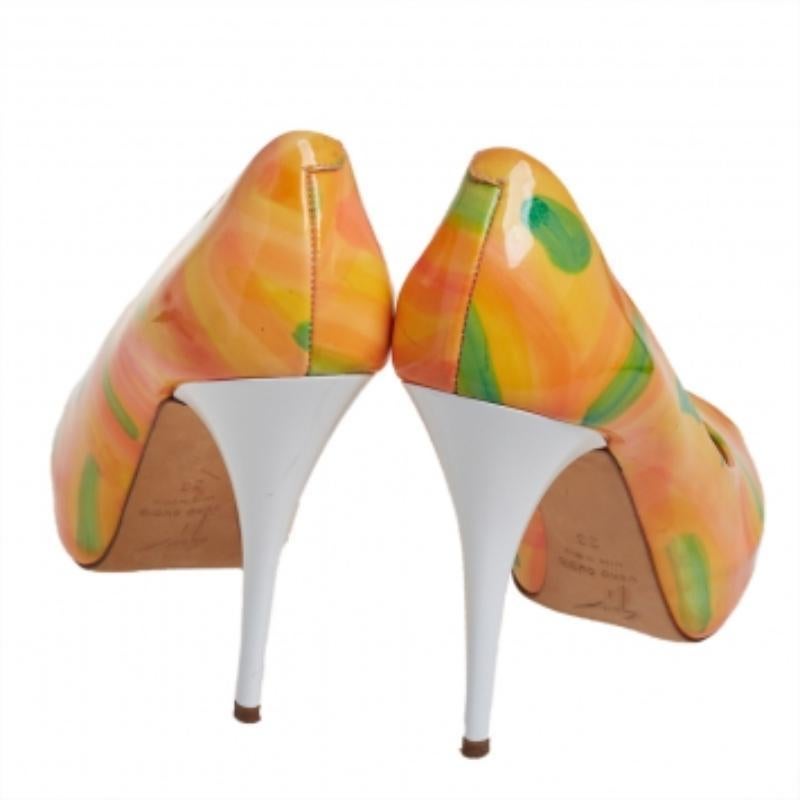 Giuseppe Zanotti Multicolor Patent Leather Platform Peep Toe Pumps Size 36 For Sale 1